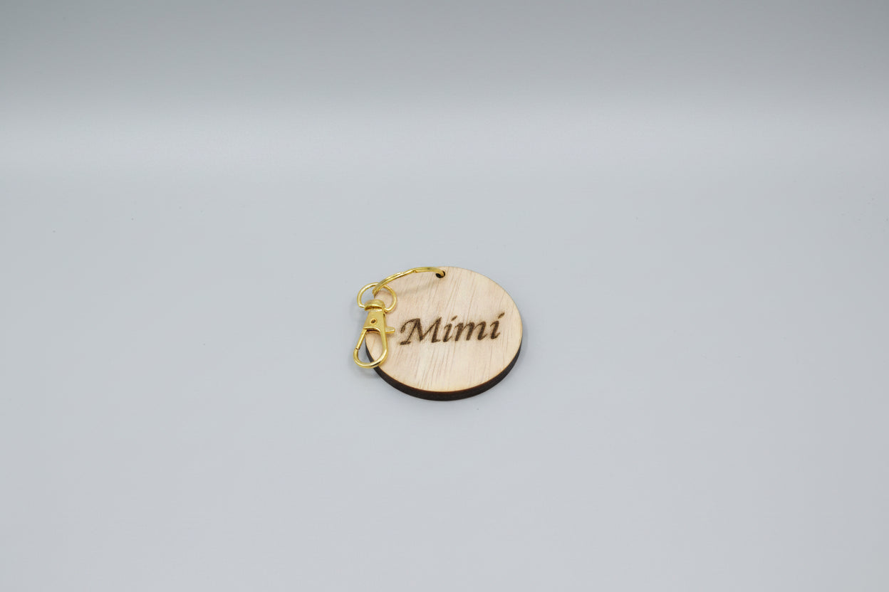 Custom Round Wooden Engraved Name Keychain (4.8cm Diameter)