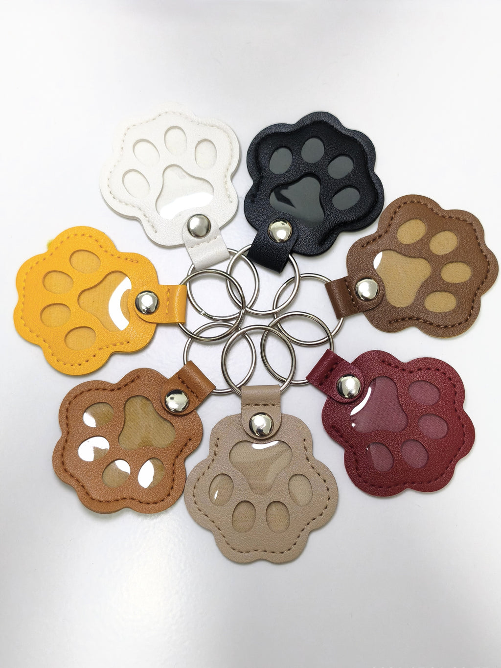 Pet Memorial Paw Print Keychain | Leather Paw Shape Fur Keepsake Key Ring | Pet Hair Memory Souvenir Gift