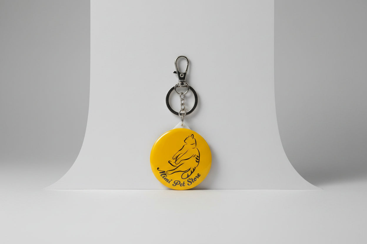 Mimi Pet Store Badge with Mirror Keychain (5.7cm Diameter)