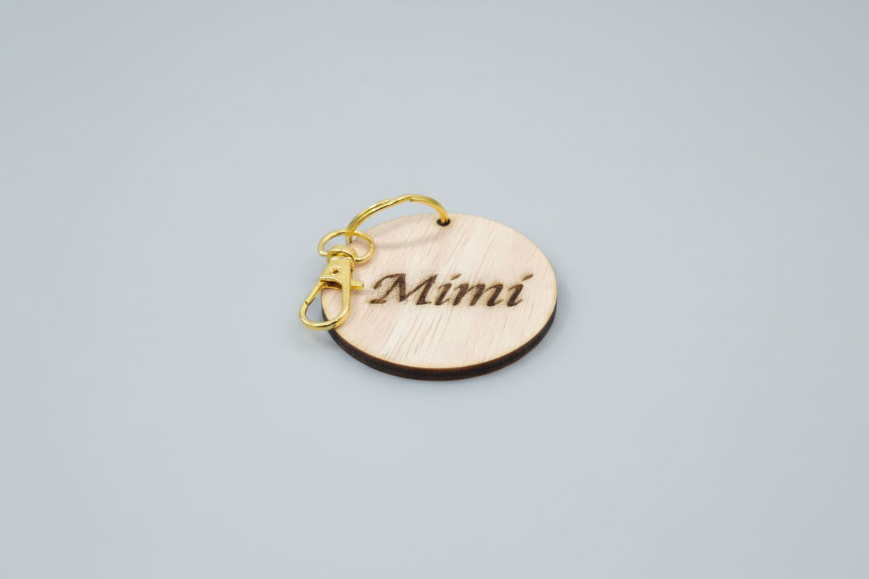 Custom Round Wooden Engraved Name Keychain (4.8cm Diameter)