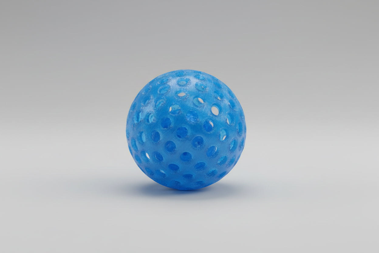 textured blue ball with inner rattle ball